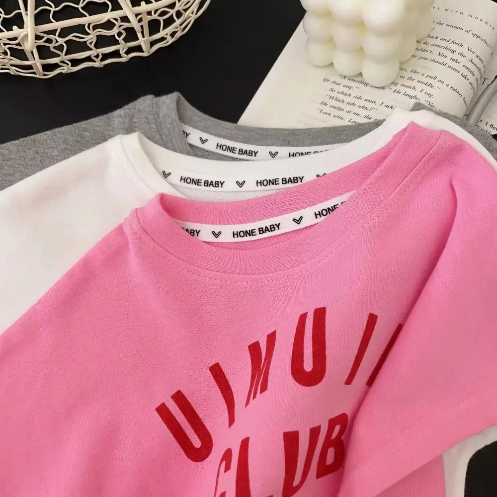 Bear Leader Summer New Fashion 2-piece Set Children's Wear Round Neck Letter Printed T-shirt+Shorts Korean Version Girls Clothes
