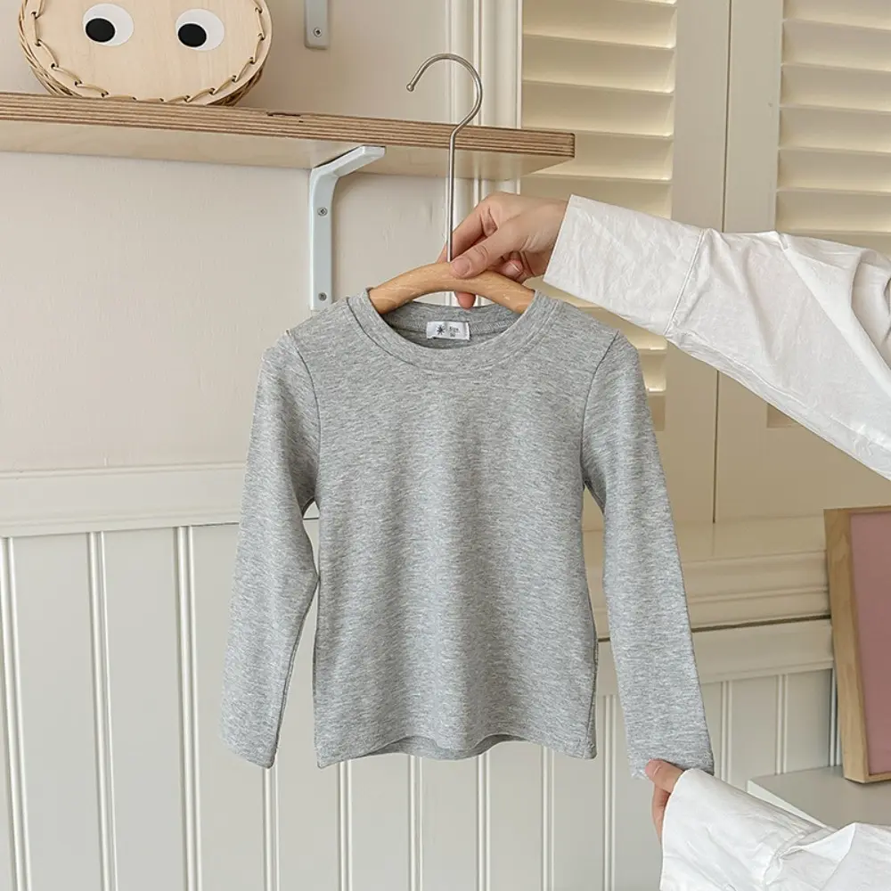 Bear Leader Autumn Solid Color Baby Boys and Girls Clothes White Long Sleeved Loose T-shirt Basic Simple Children's Clothing