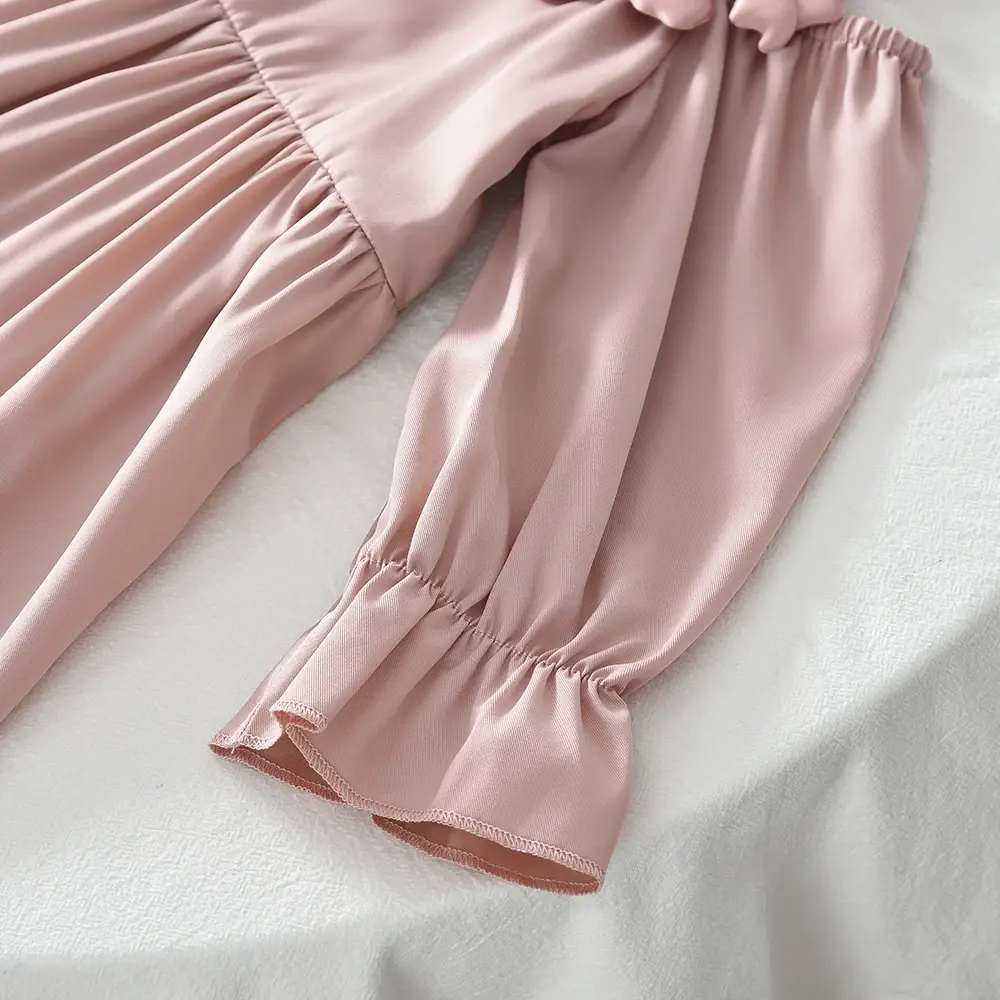Bear Leader Autumn Pink Long Sleeved off shoulder Girls Dress Fashionable 3D Flower Princess Dresses Birthday Party Kids Wear