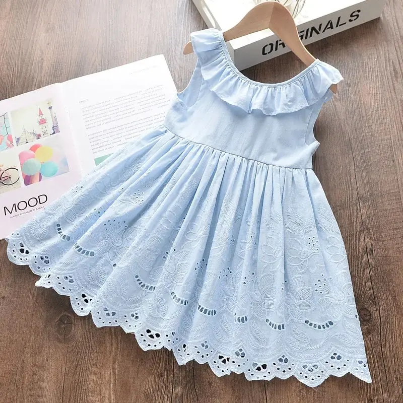 Bear Leader Girls Elegant Dresses 2024 New Summer Kids Party Costumes Girl Floral Princess Outfits Children Vestidos Clothing