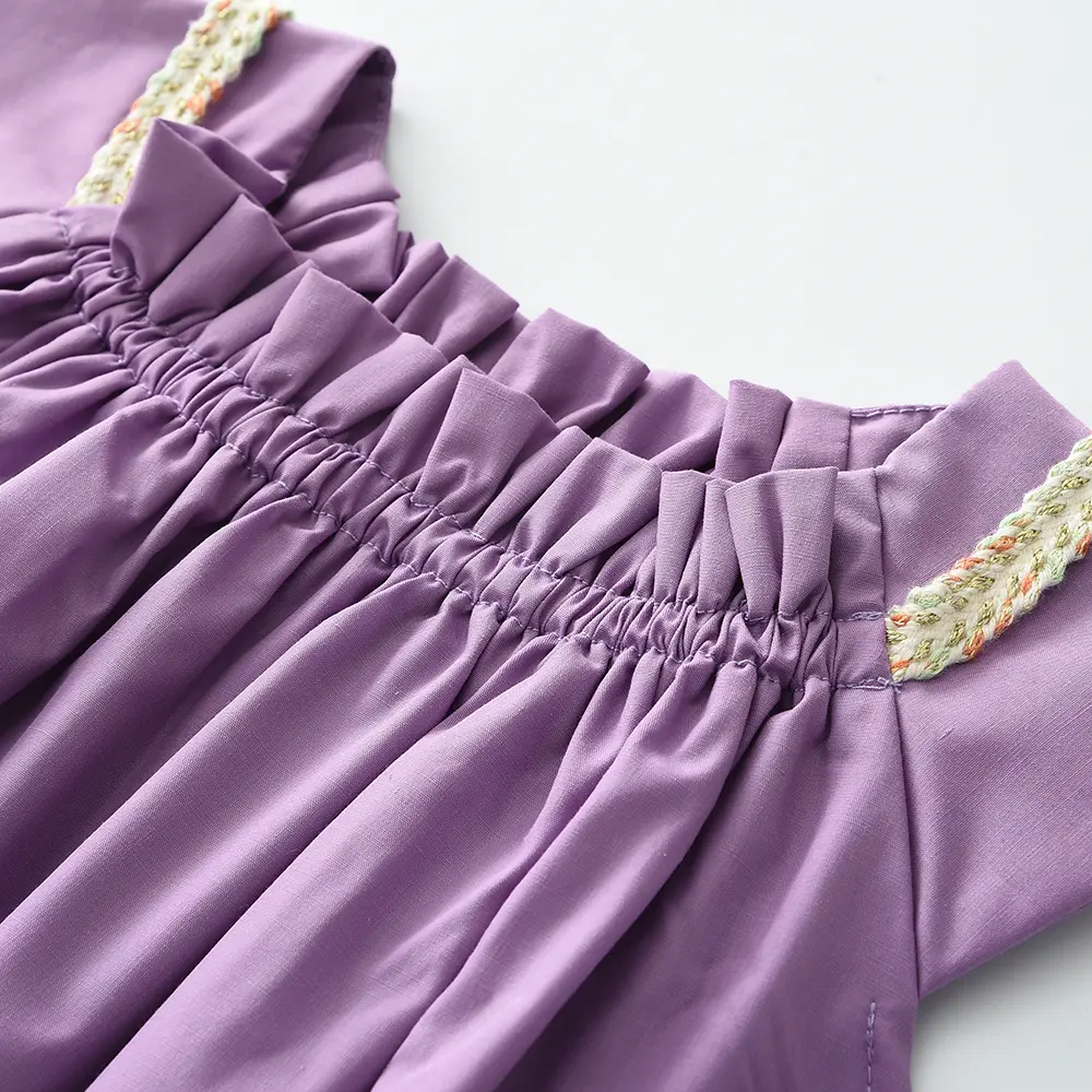 Bear Leader 3-7 Years Summer Purple Girls Princess Dresses Solid Color Sleeveless Pleats Casual Kids Clothes