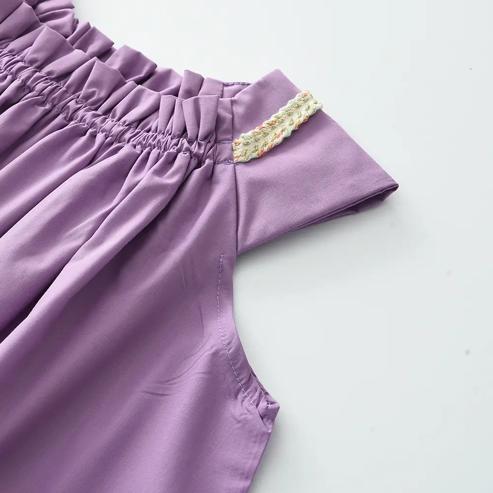 Bear Leader 3-7 Years Summer Purple Girls Princess Dresses Solid Color Sleeveless Pleats Casual Kids Clothes