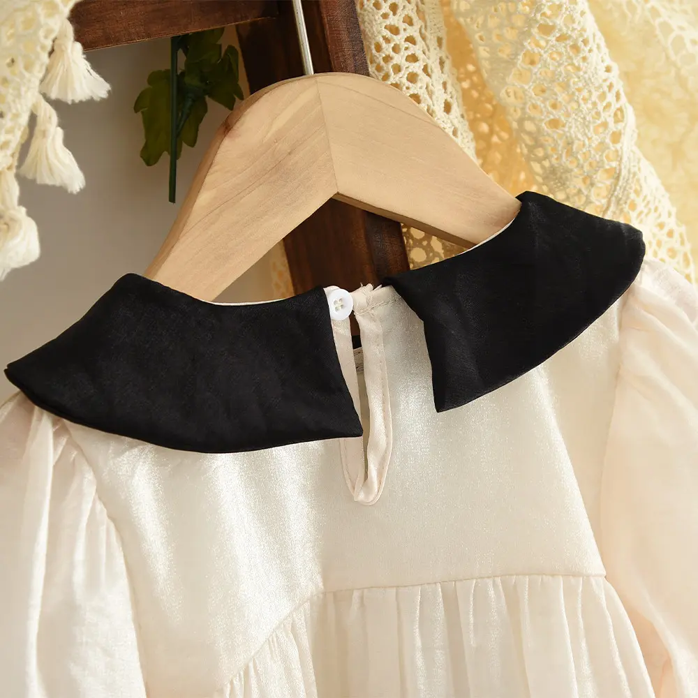 Bear Leader Spring/Autumn Solid Color Girls Dresses Fashion Collar Long Sleeve Kids Dress 3-7 Years Old Casual Children's Wear