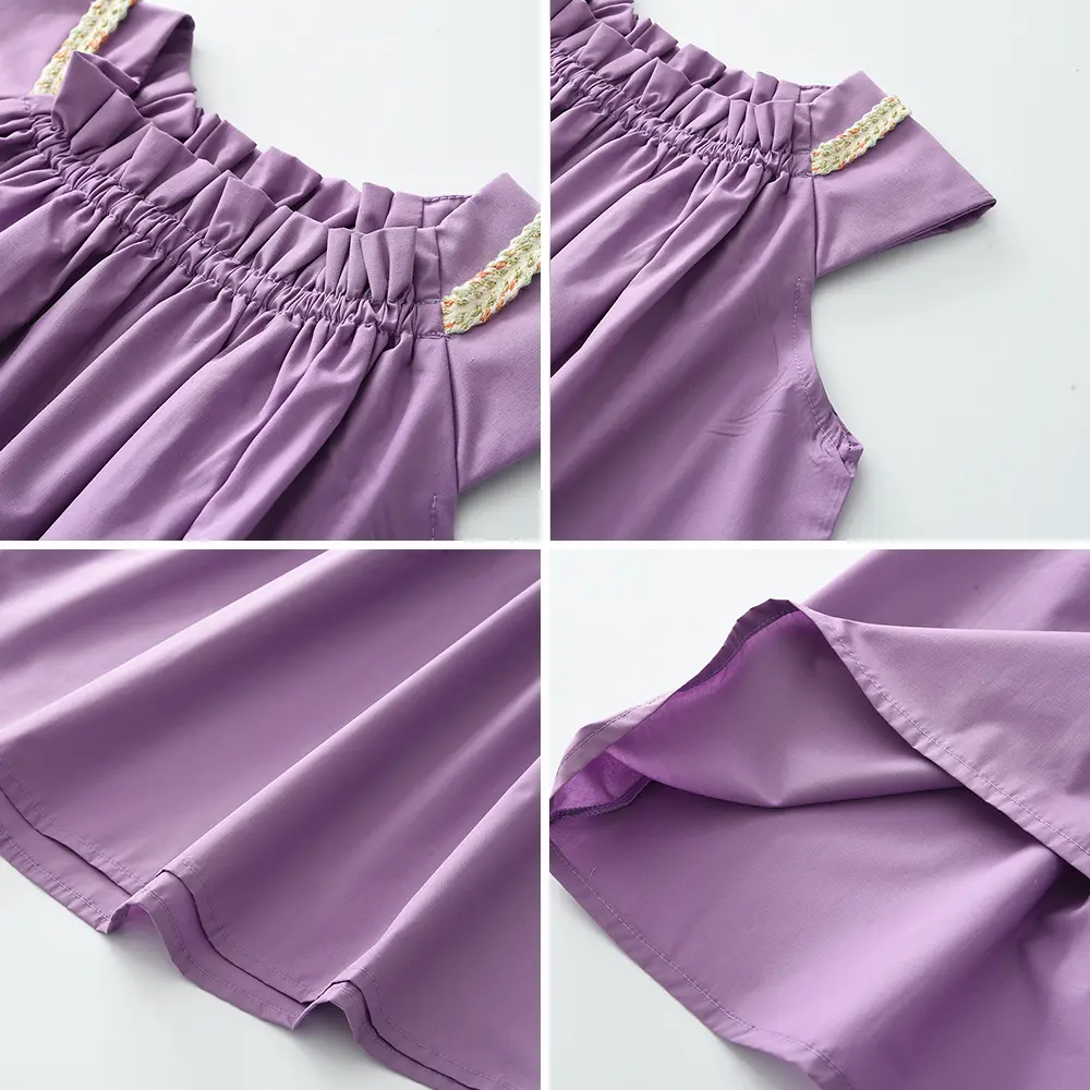 Bear Leader 3-7 Years Summer Purple Girls Princess Dresses Solid Color Sleeveless Pleats Casual Kids Clothes