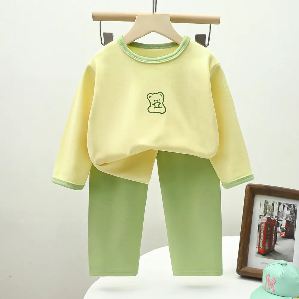 Bear Leader Autumn New Children's Clothing Long Sleeved Cartoon Printed Top + Pants Two-piece Set Boys and Girls Home Clothes
