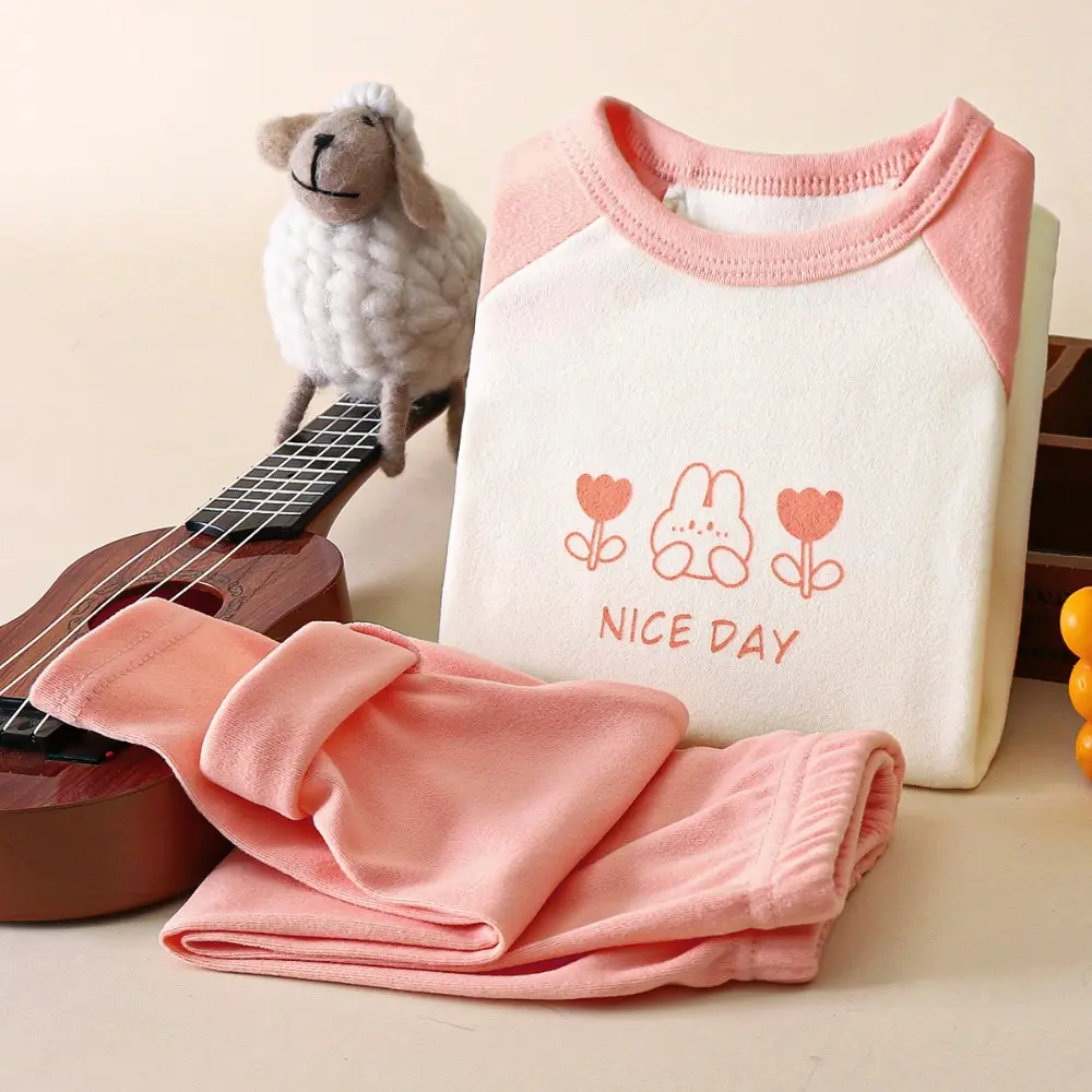 Bear Leader Autumn New Children's Clothing Long Sleeved Cartoon Printed Top + Pants Two-piece Set Boys and Girls Home Clothes
