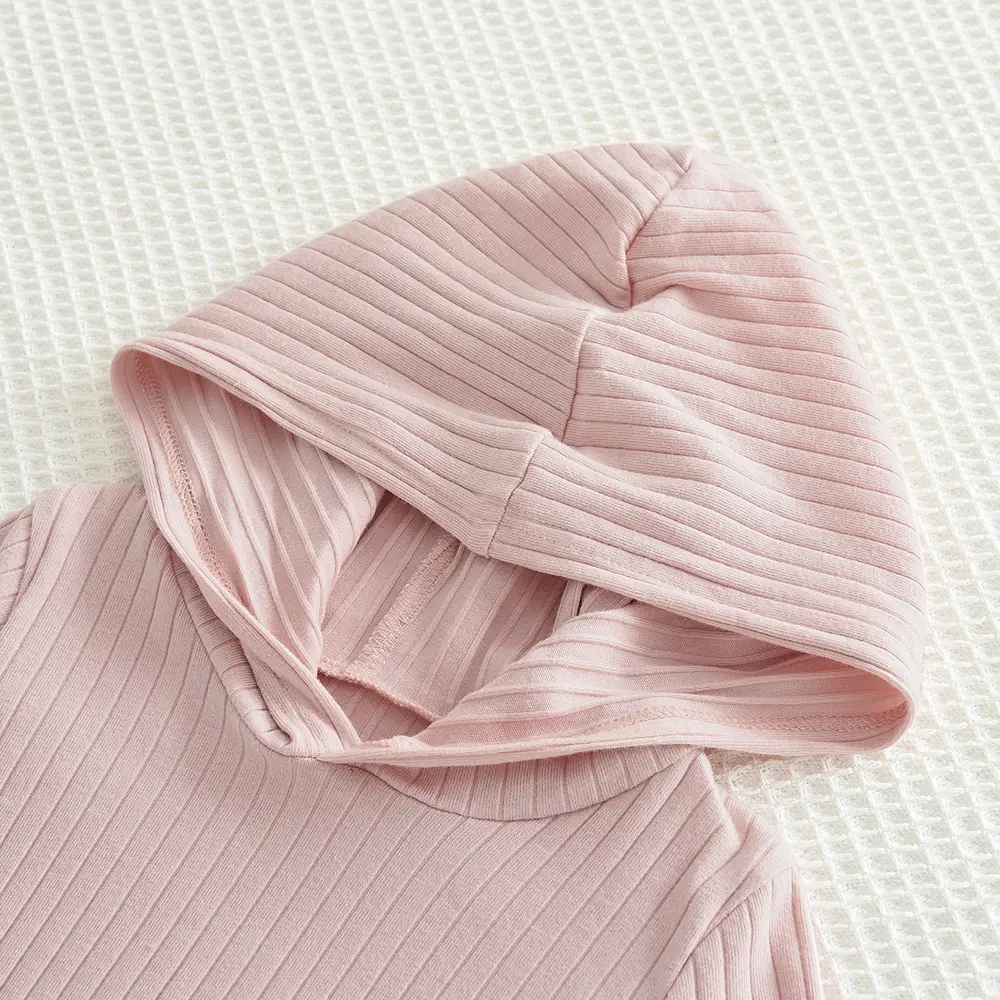 Bear Leader Spring Autumn Plain Colour Sports Kids Clothes Girls Outfits Pink Hooded Long Sleeved Top+shorts 2-piece Set