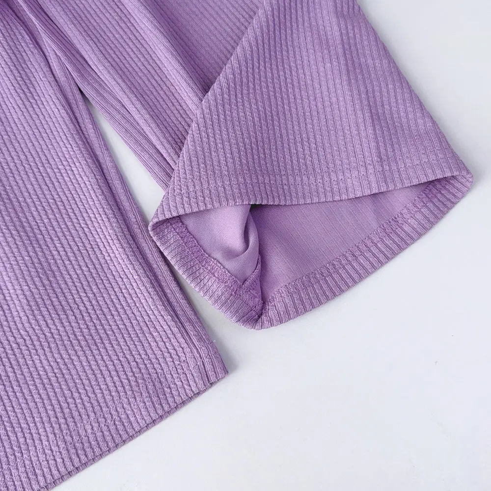Bear Leader Girls' Long Sleeve Set 2024 New Autumn Purple Striped Hooded Long Sleeve + Wide Leg Pants Fashion Casual 2P Set
