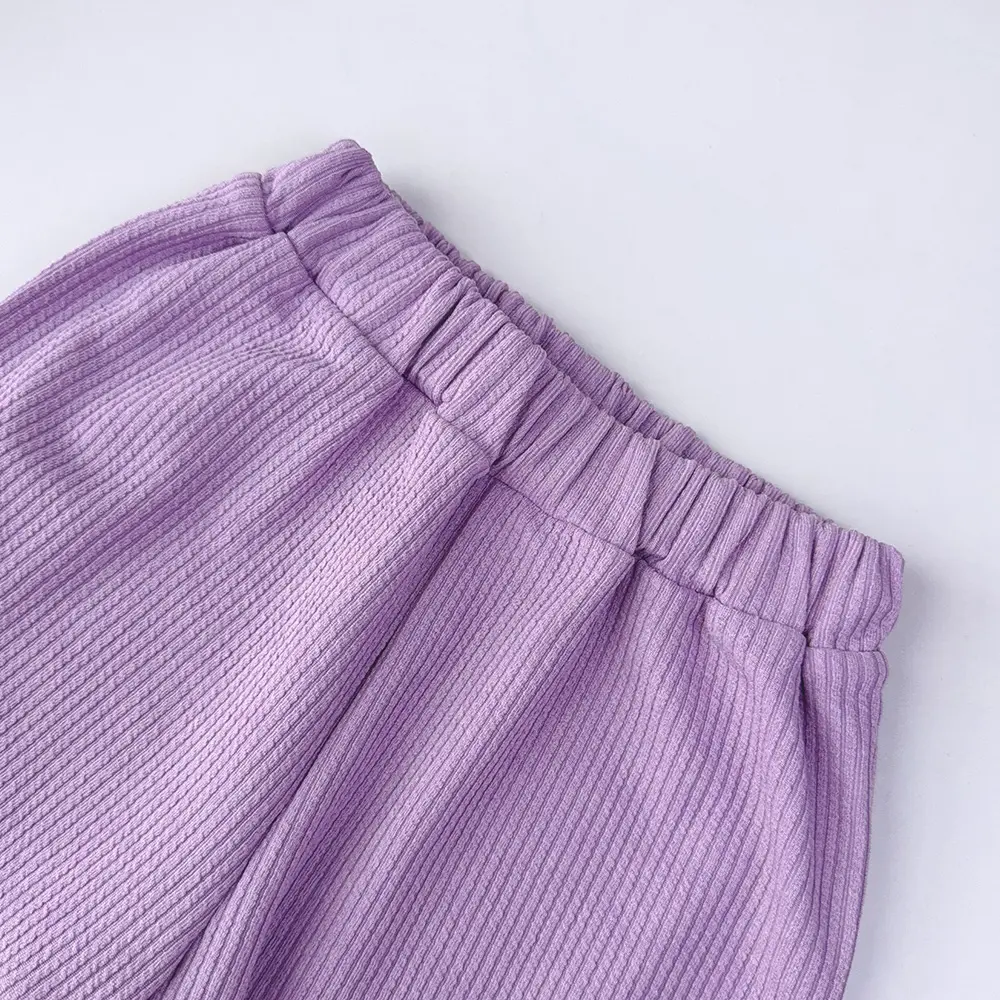 Bear Leader Girls' Long Sleeve Set 2024 New Autumn Purple Striped Hooded Long Sleeve + Wide Leg Pants Fashion Casual 2P Set