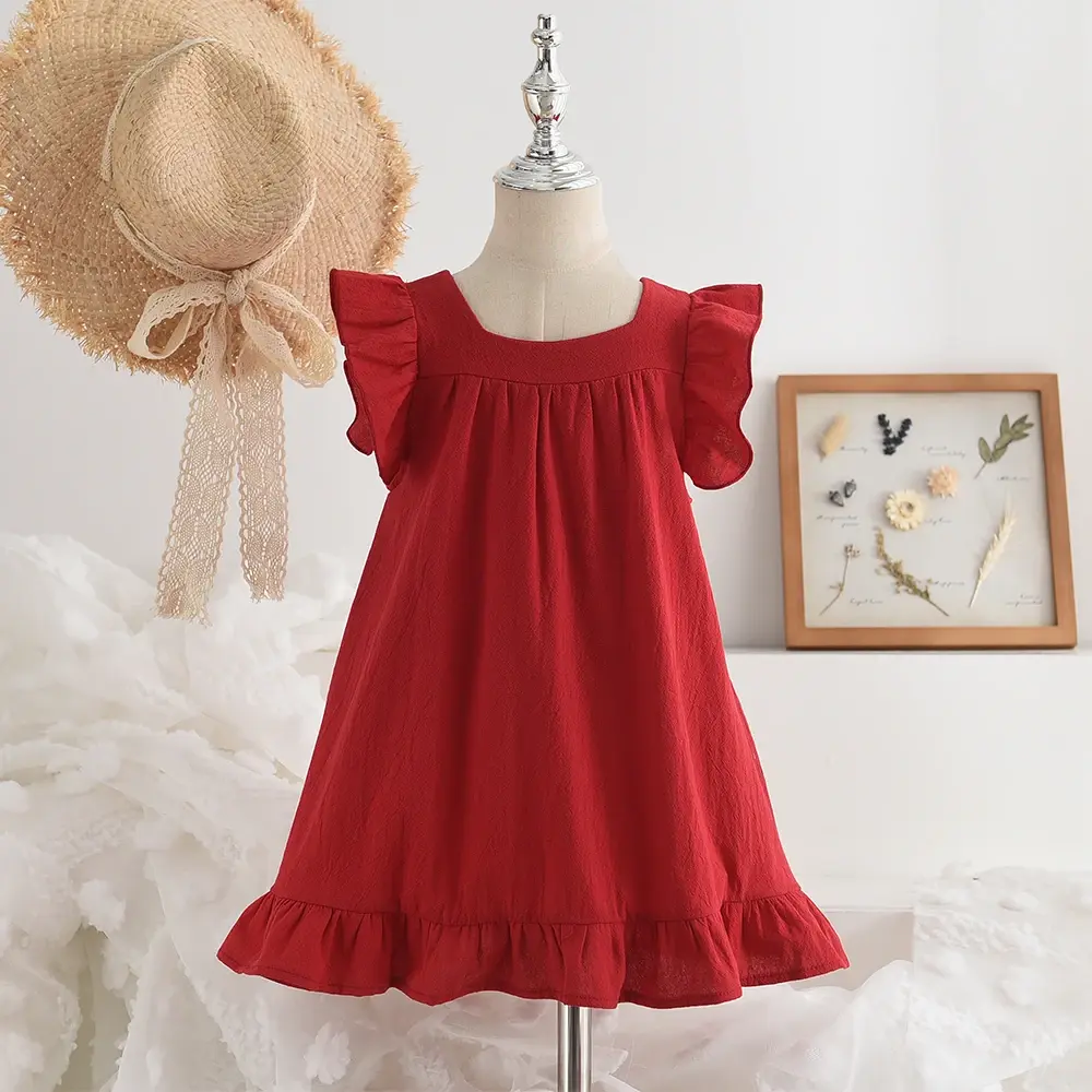 Summer Fashion Cute Wear 2-6 Years Girls Sleeveless Bow Decoration A-Line Princess Dress 1 Pc Kids Casual Sweet Clothes