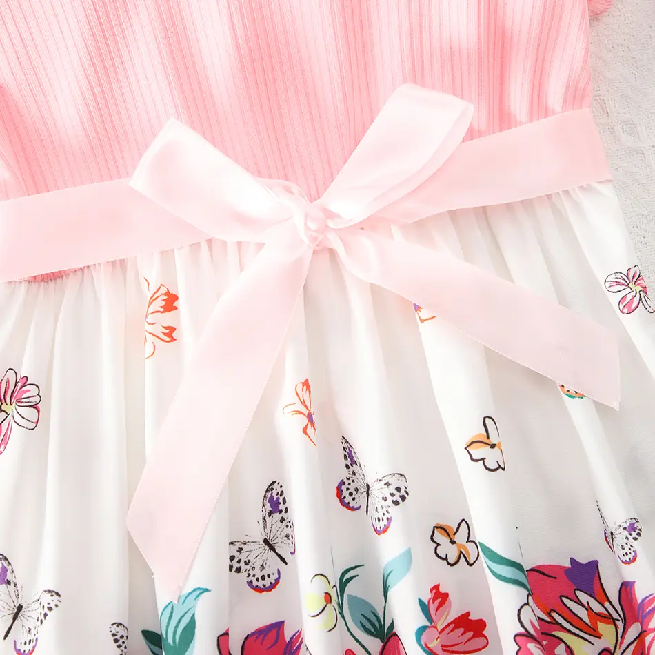 2025 Girls Summer Print Flower Spliced ​Dress Birthday Ruffled Sleeveless Floral Princess Summer Dresses For 2-10Y Baby Girl