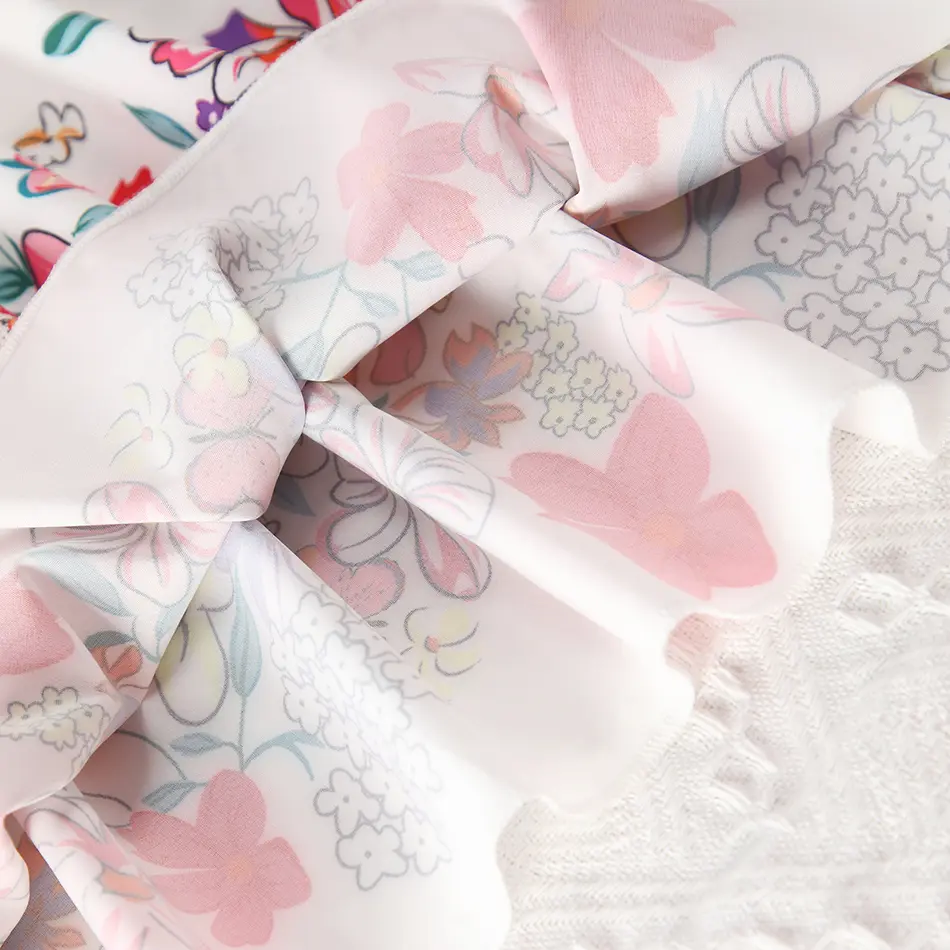 2025 Girls Summer Print Flower Spliced ​Dress Birthday Ruffled Sleeveless Floral Princess Summer Dresses For 2-10Y Baby Girl