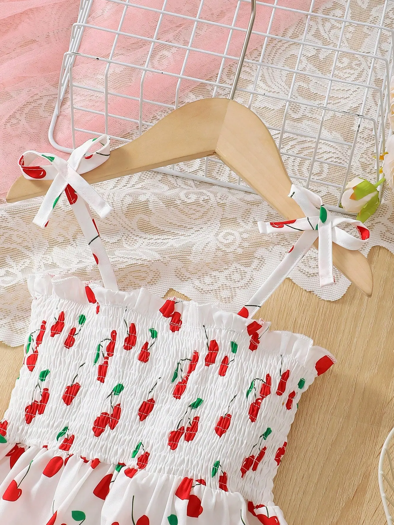 Little Cherry Cable Dress Casual Slip Dress Kids Beach Holiday Beach Dress kids clothes girls