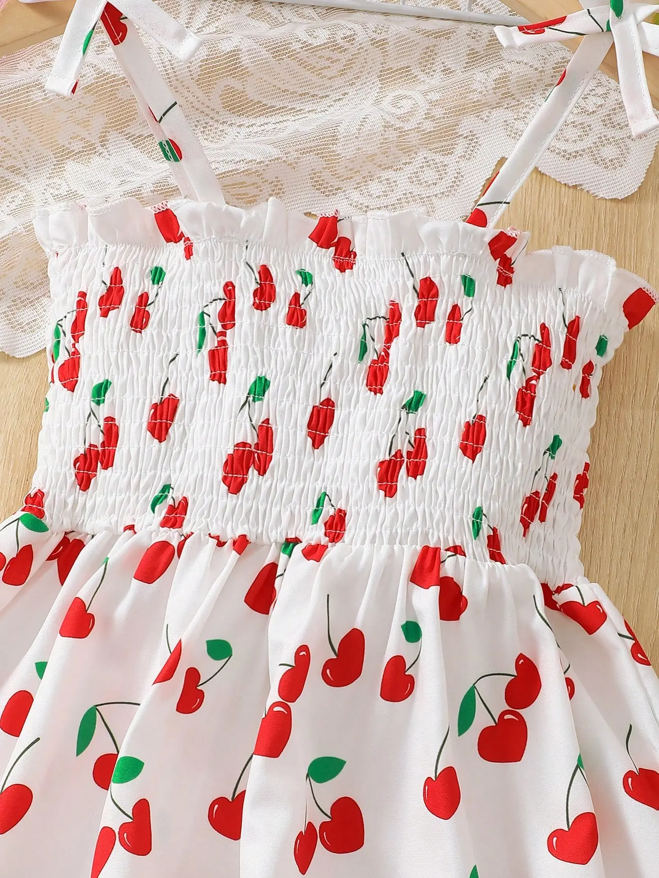 Little Cherry Cable Dress Casual Slip Dress Kids Beach Holiday Beach Dress kids clothes girls