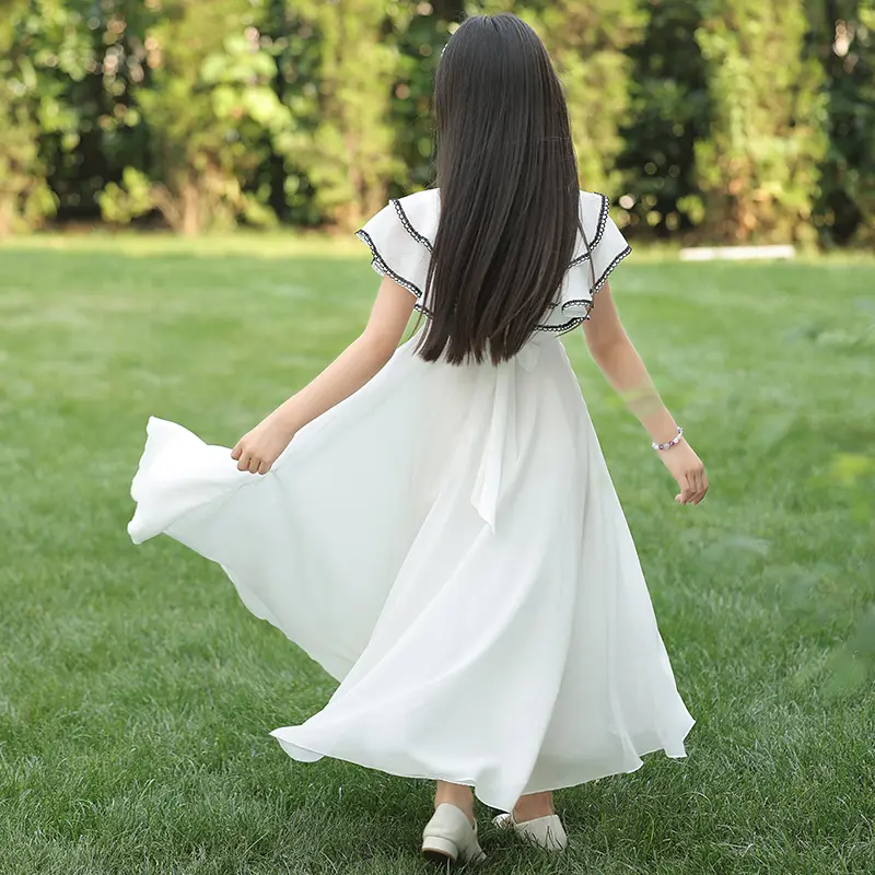 New chiffon girls' dress, vacation style princess dress, girls' party dress