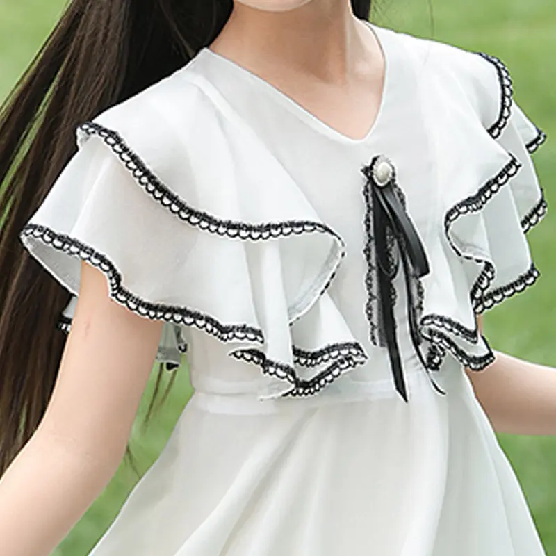 New chiffon girls' dress, vacation style princess dress, girls' party dress