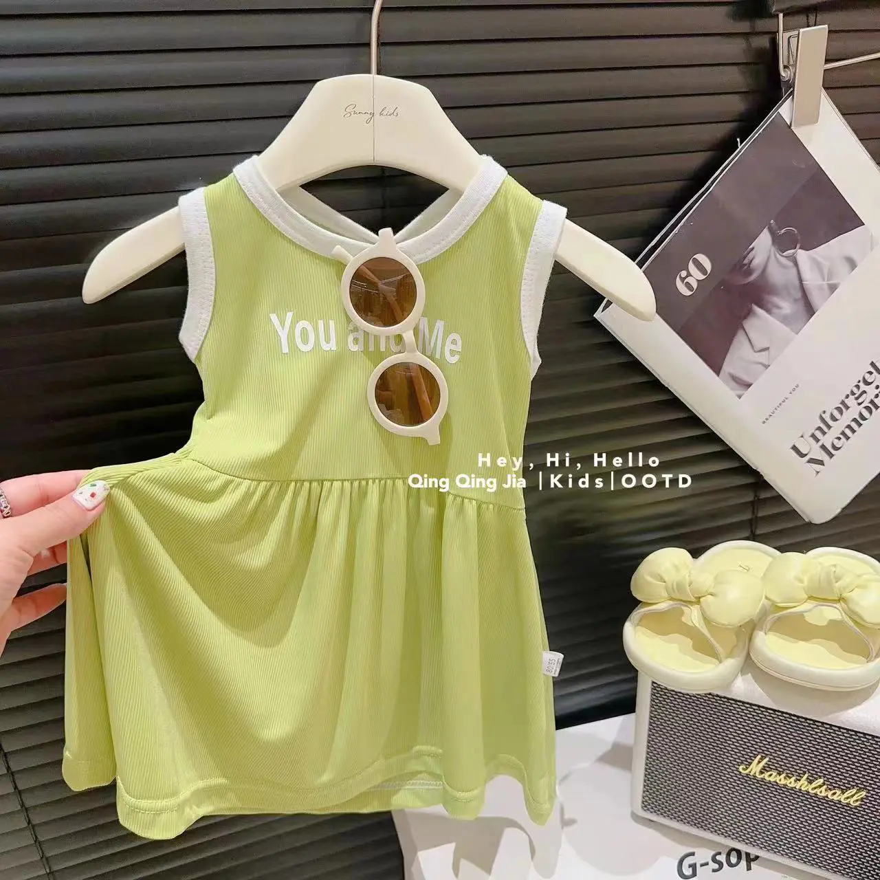 2025 girls' dress, summer women's treasure ice silk dress, Korean version vest dress, stylish casual children's clothing