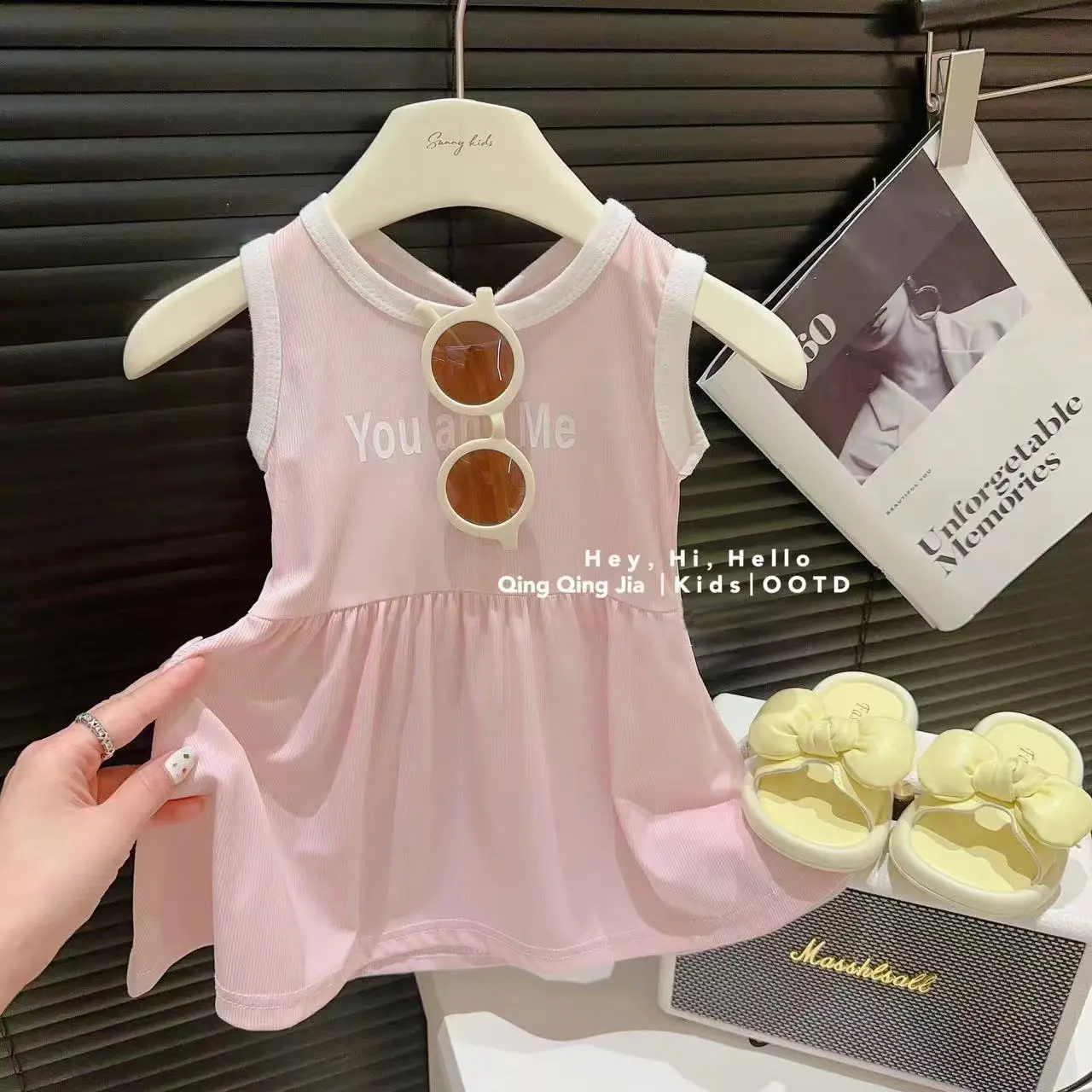 2025 girls' dress, summer women's treasure ice silk dress, Korean version vest dress, stylish casual children's clothing