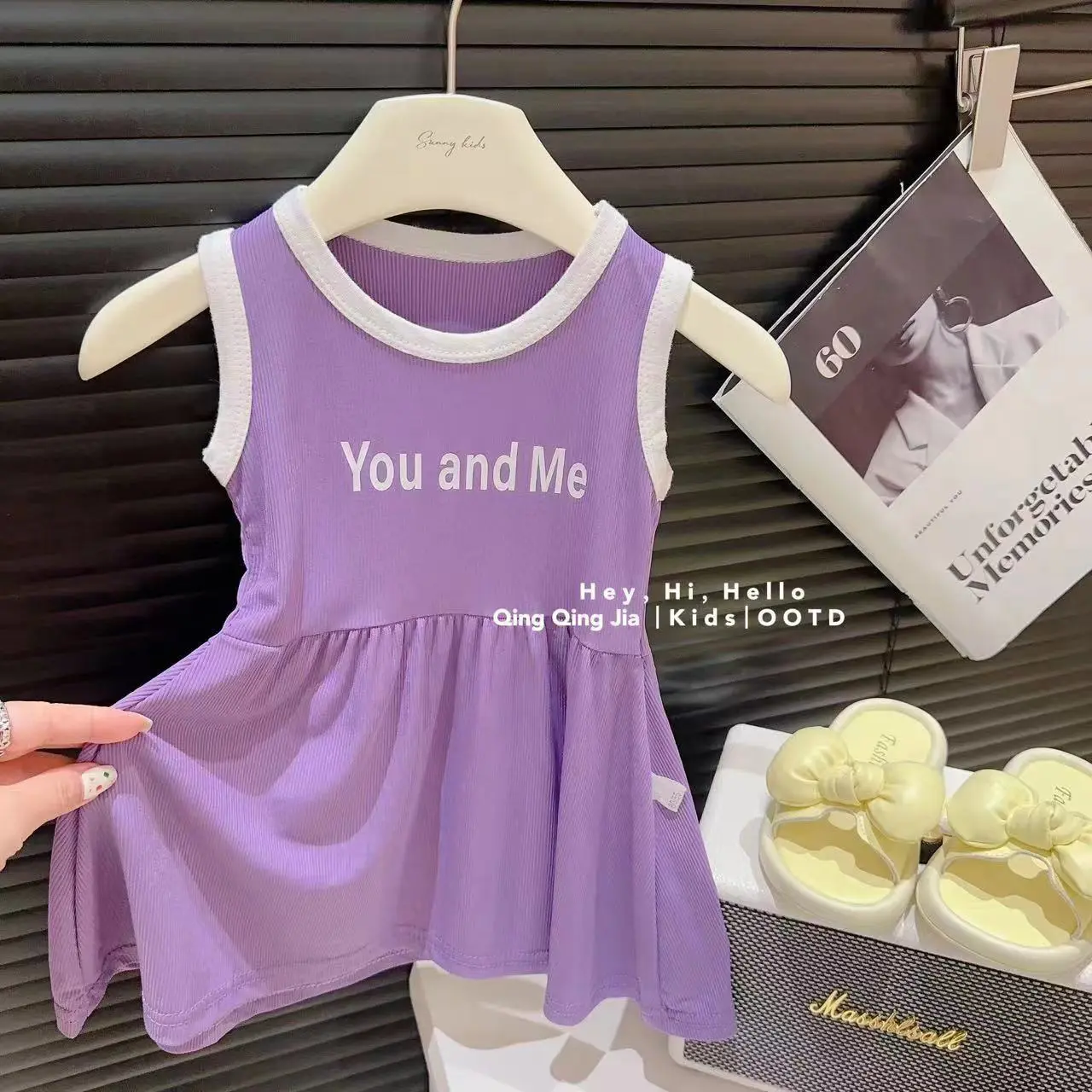 2025 girls' dress, summer women's treasure ice silk dress, Korean version vest dress, stylish casual children's clothing