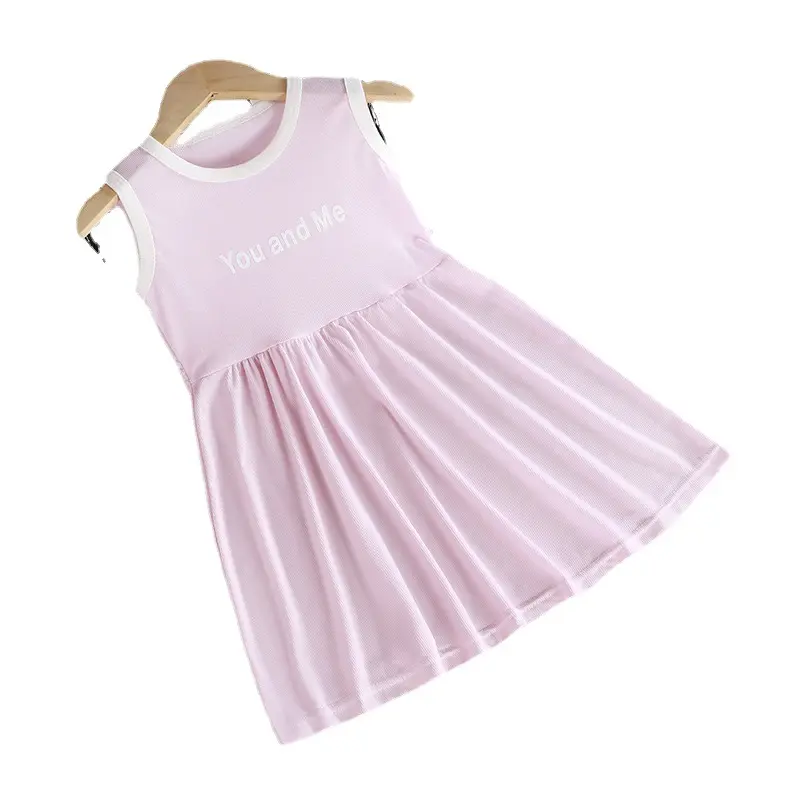 2025 girls' dress, summer women's treasure ice silk dress, Korean version vest dress, stylish casual children's clothing