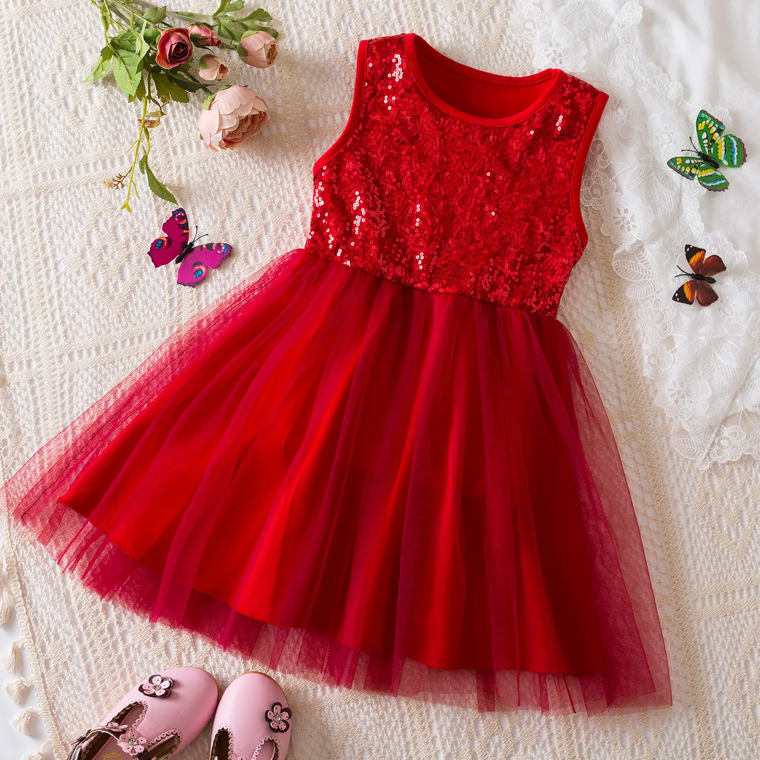 Cute Baby Girls Dress Summer New Girls' Clothing Ruffle Sleevele Princess Frocks Hollow Out Fashion Birthday Party Kids Dresses