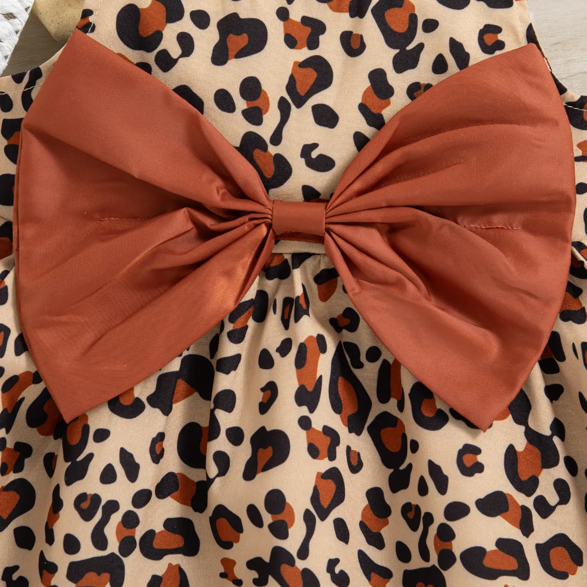 Baby Girl Dress Summer Baby Girl Leopard Print Bow Decoration Baby Girl Suspender Dress Cute Dress Up Party Baby Girl Dress With