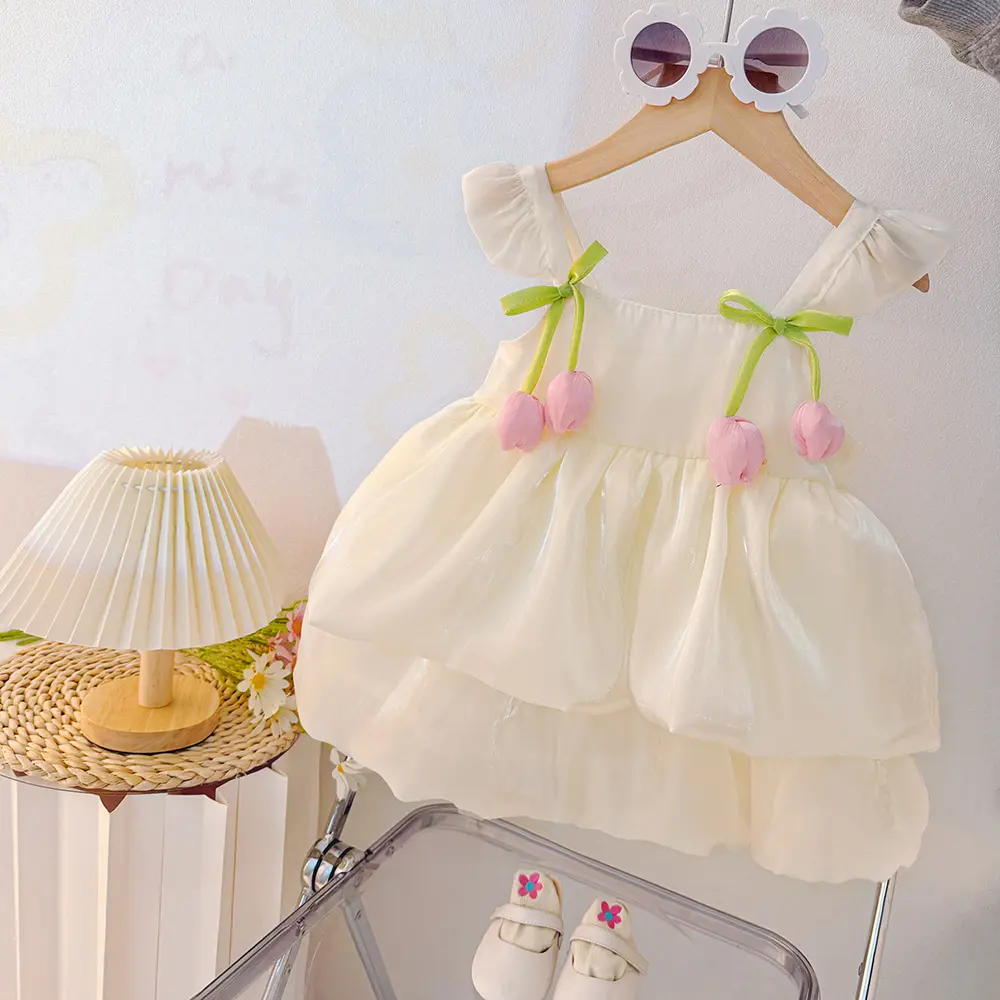 Baby Girl Dresses Summer Tulip Mesh Halter Girl Dresses Cute Multi Layer Girl Princess Dresses Baby Clothes Girl