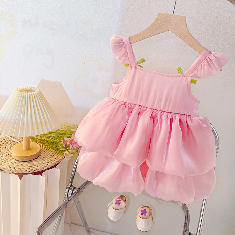 Baby Girl Dresses Summer Tulip Mesh Halter Girl Dresses Cute Multi Layer Girl Princess Dresses Baby Clothes Girl