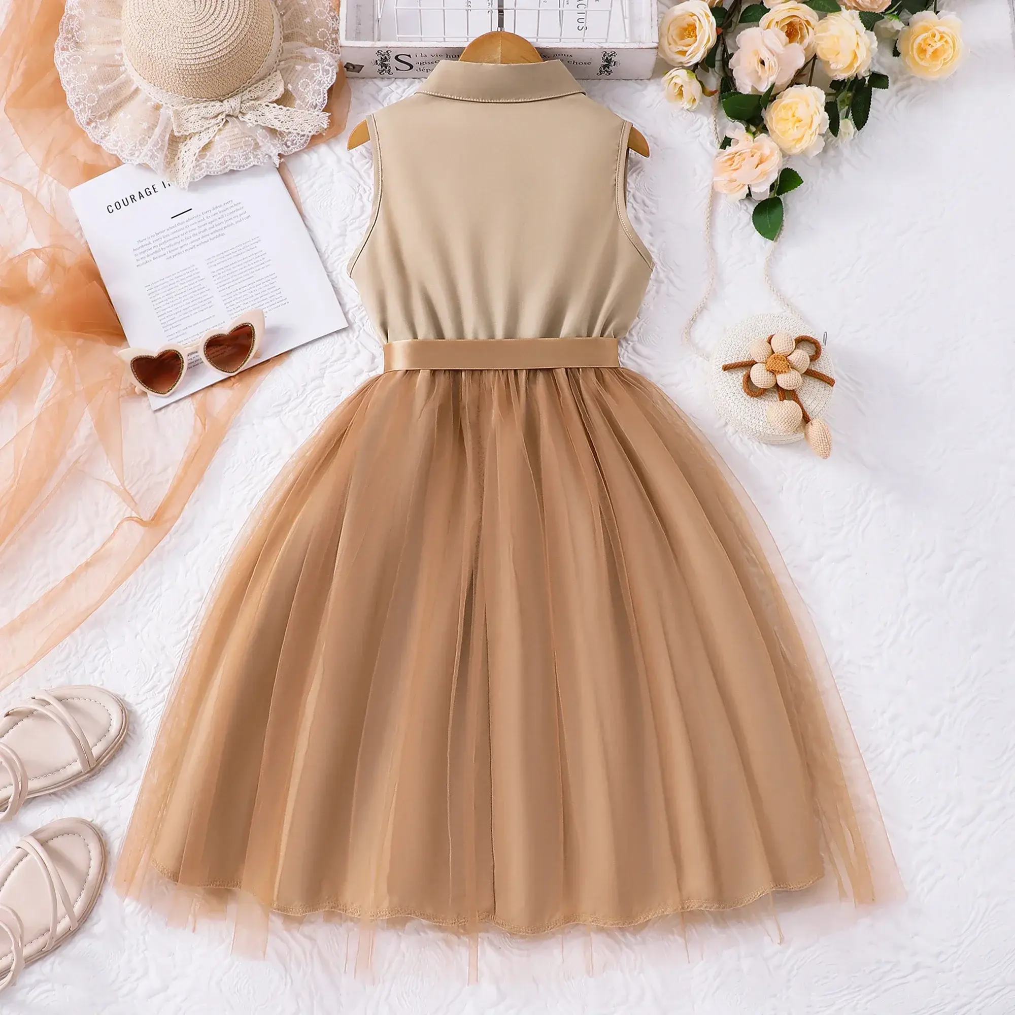 2025 Teen Girl Dress Summer Blue KIds Dresses Sleeveless Casual Vacation Elegant Mesh Children Princess Dress 7 8 9 10 11 12 Yrs