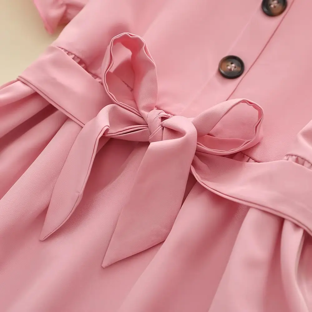 Humor Bear Sweet summer dress Bowknot  Puff sleeves A-lineskirt Birthday party costume Kids' clothing