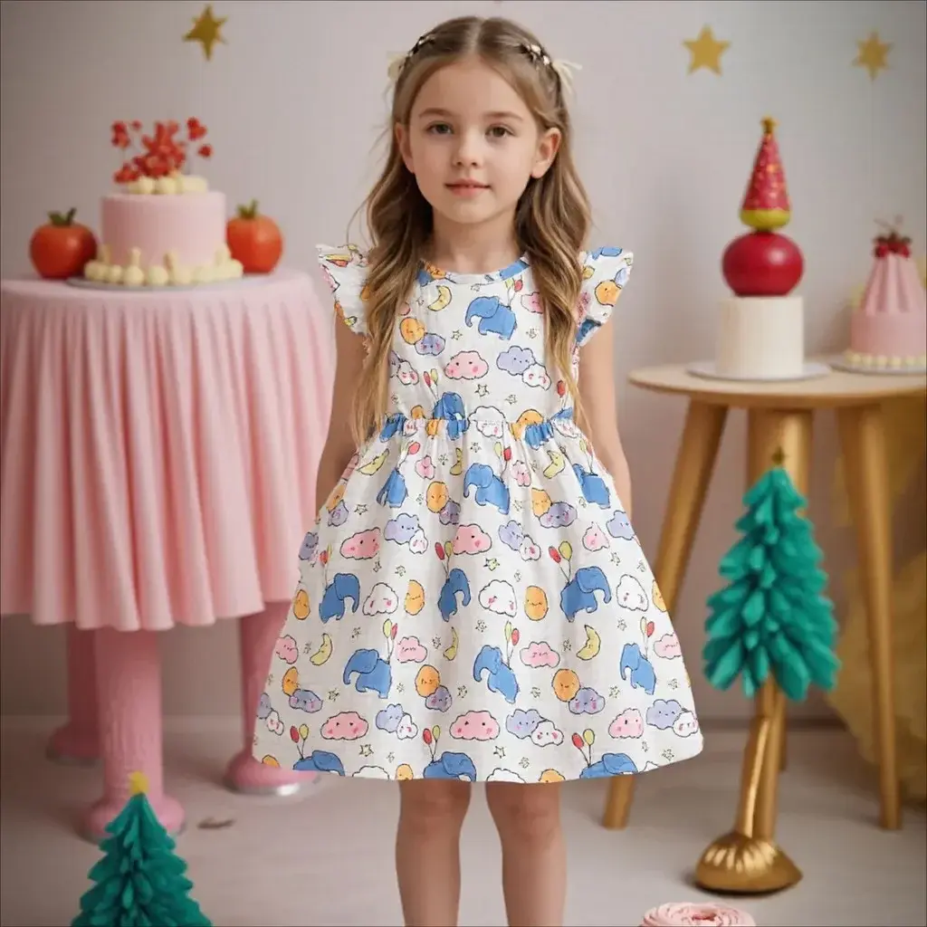 New Kids Girl Dress Cute Zebra Summer Sweet Casual Cartoon Rainbow Fashion Birthday Party Toddler Girl Dresses 2 3 4 5 6 7 Yrs