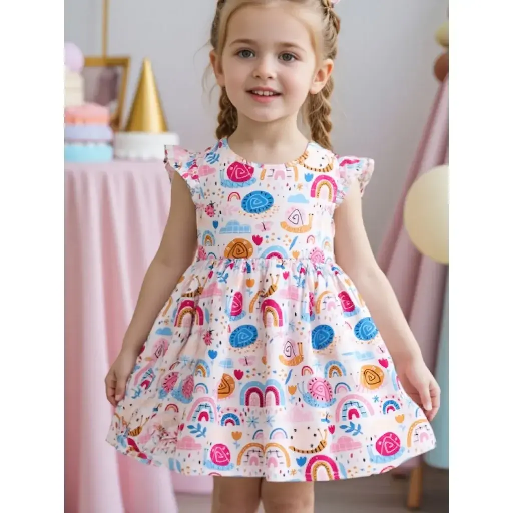 New Kids Girl Dress Cute Zebra Summer Sweet Casual Cartoon Rainbow Fashion Birthday Party Toddler Girl Dresses 2 3 4 5 6 7 Yrs