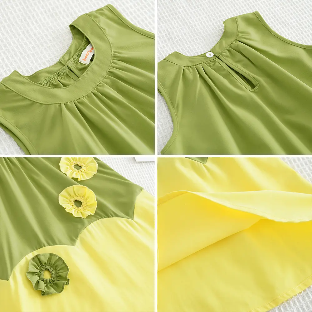 Kids Summer New Korean Version Fashion Sweet Outfit Sleeveless O-Neck A-Line Dress 1 Pc 2-7 Years Girls Cute Casual Clothes