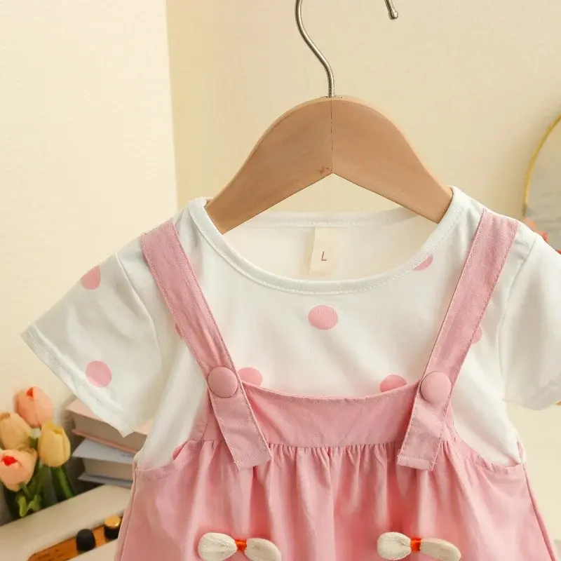 Baby Girl Clothes Summer Polka Dot Print Cute Three-Dimensional Bow Decoration Baby Dresses Sweet Birthday Party Baby Clothes