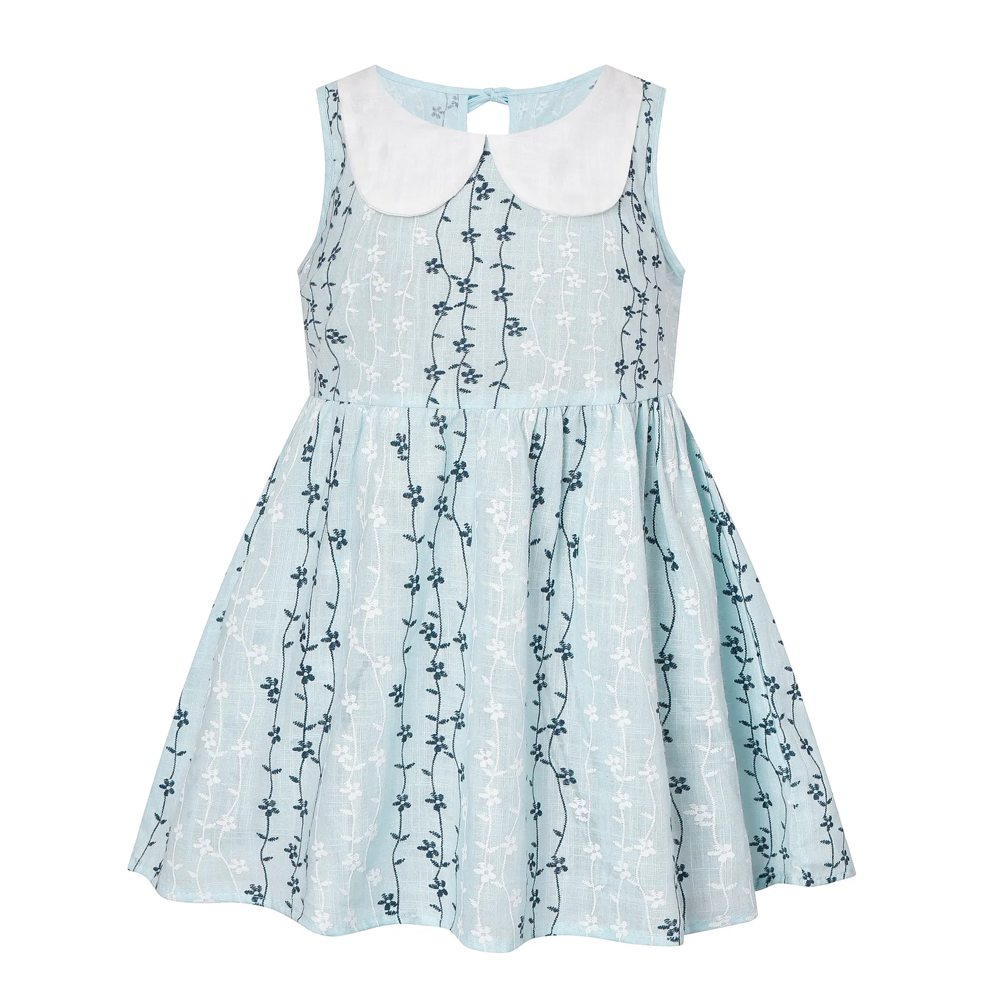 2025 Summer Girl Korean Version Sleeveless Peter Pan Collar Vest Dress Kids Cotton Linen Princess Dress Baby Casual Sundress