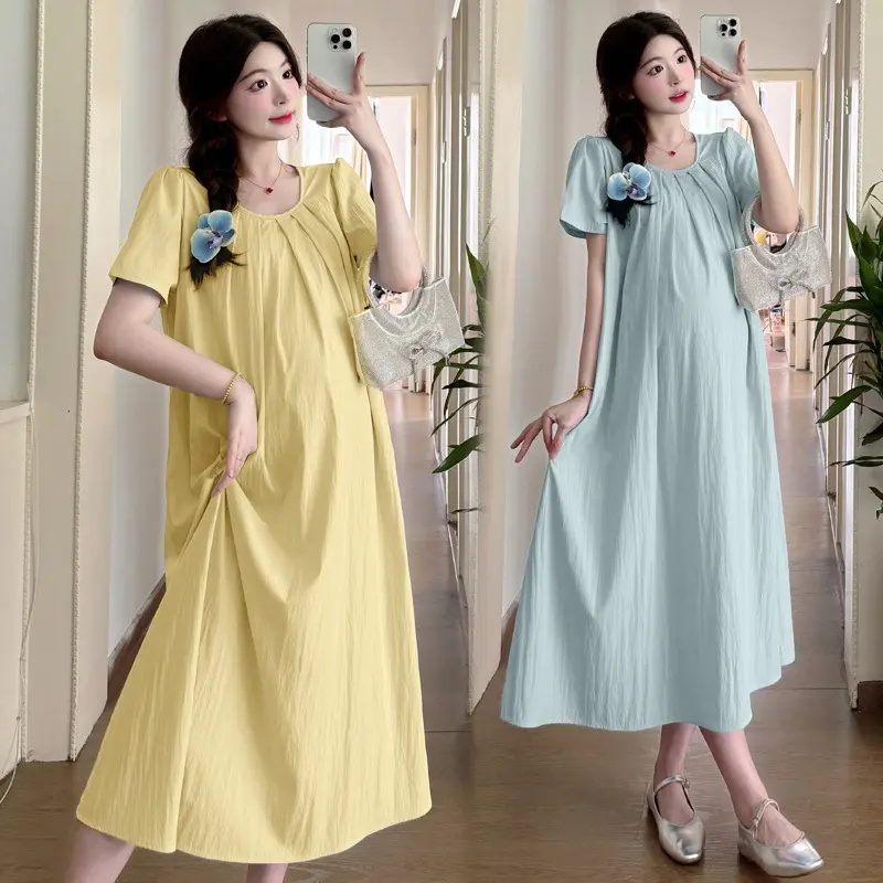 Elevate Your Summer Wardrobe: New Maternity Summer Dress Fashionable, Thin Long Dresses for Pregnant Women, Stay Cool in Style