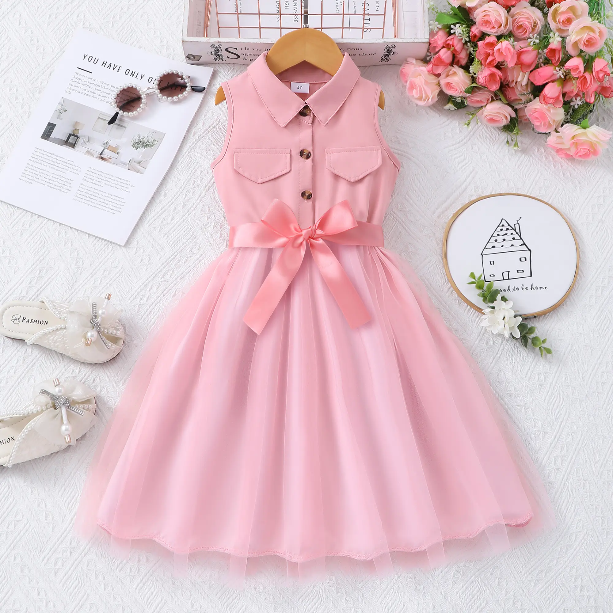 Kids Girl Dress Summer Khaki Children Costume Sleeveless Fashion Casual Vacation Girls Princess Dress 3 4 5 6 7 8 9 10 11 12 Yrs