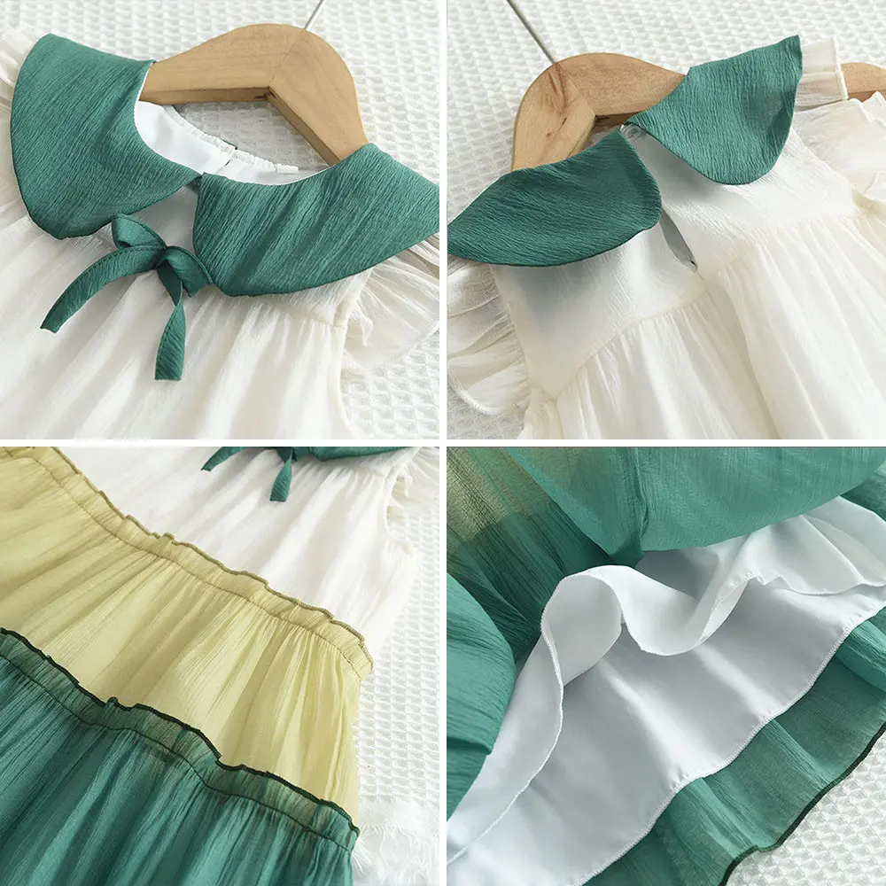 Bear Leader Baby Girl Princess Dresses Summer Bow Sleeveless Mesh Dress 2-6 Years Kids Clothing Multilayer Lace Kids Clothes