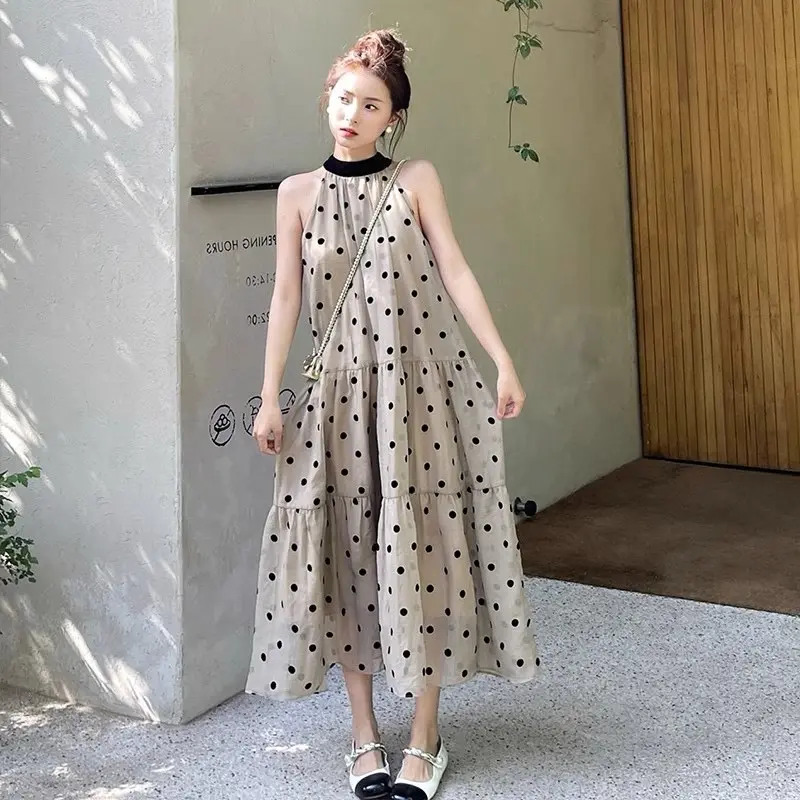 2025 Summer Chinese Style Plus Size Women Dress Sleeveless Floral Dress Fashion Maternity Long Loose Strap Dress Holiday Clothes