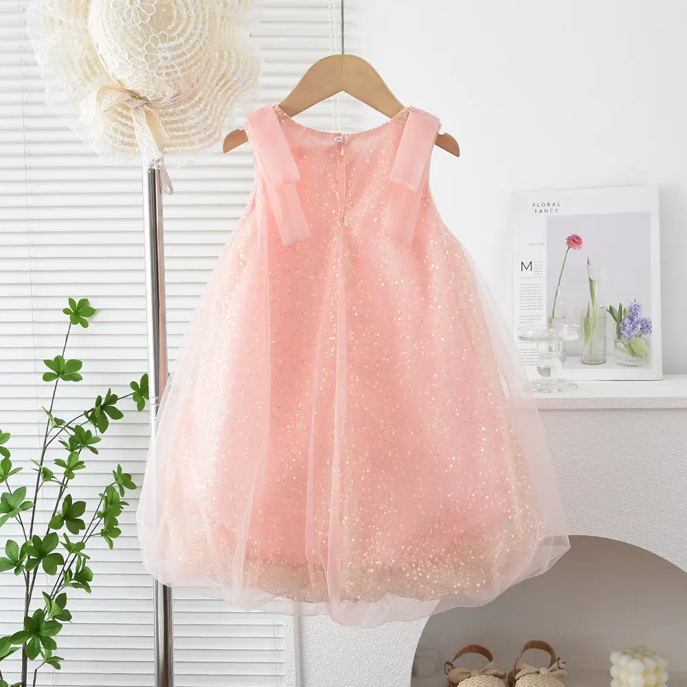 Summer New 2-7 Years Girls Cute Clothes Sleeveless O-Neck Sweet Princess Dress 1 Pc Children Fashion Party Wear