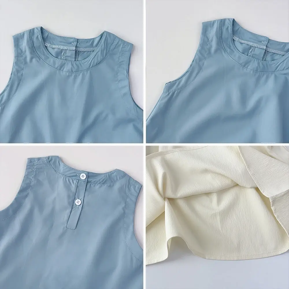 Summer Sweet Cute 2-7 Years Children Casual Clothing Sleeveless O-Neck Splicing Princess Dress 1 Pc Girls Party Fashion Wear