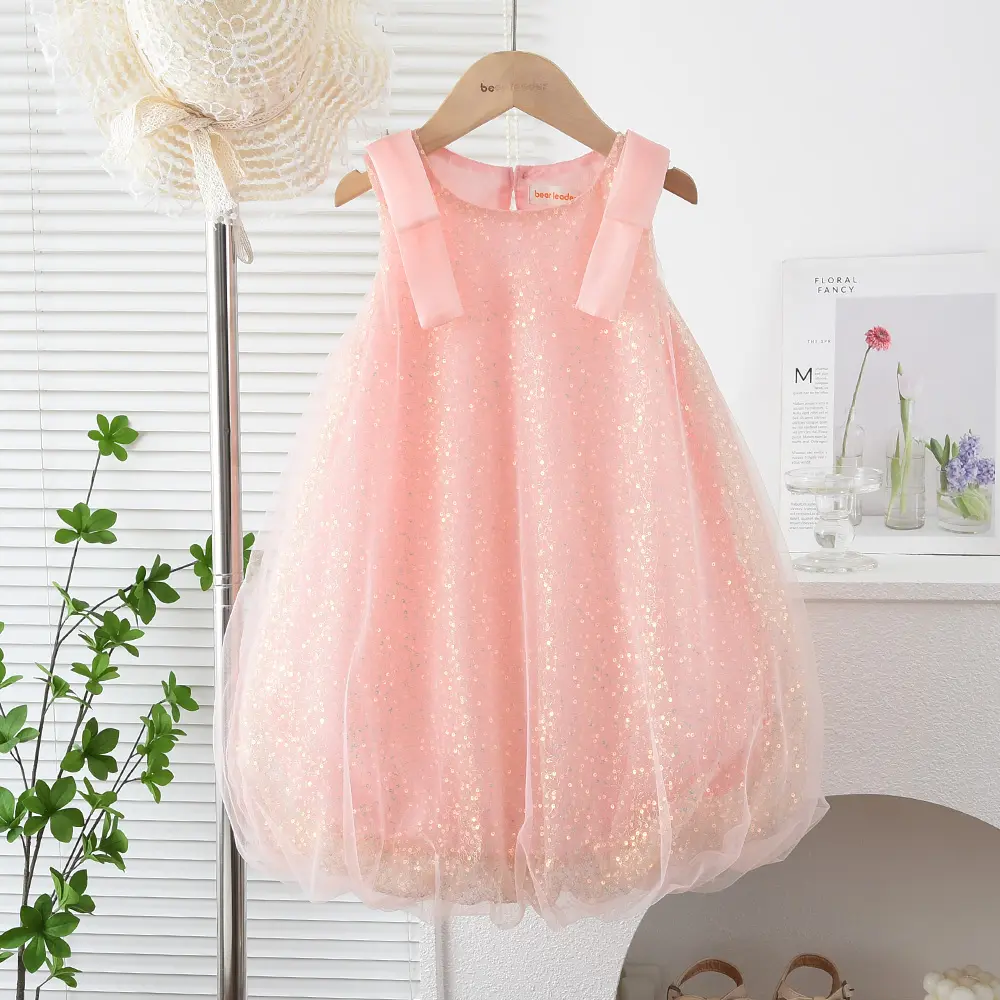 Summer New 2-7 Years Girls Cute Clothes Sleeveless O-Neck Sweet Princess Dress 1 Pc Children Fashion Party Wear