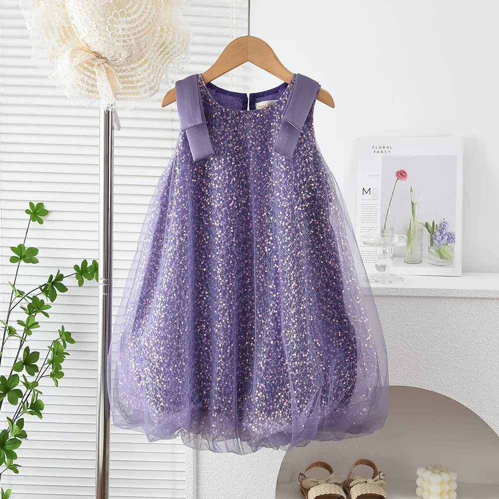 Summer New 2-7 Years Girls Cute Clothes Sleeveless O-Neck Sweet Princess Dress 1 Pc Children Fashion Party Wear