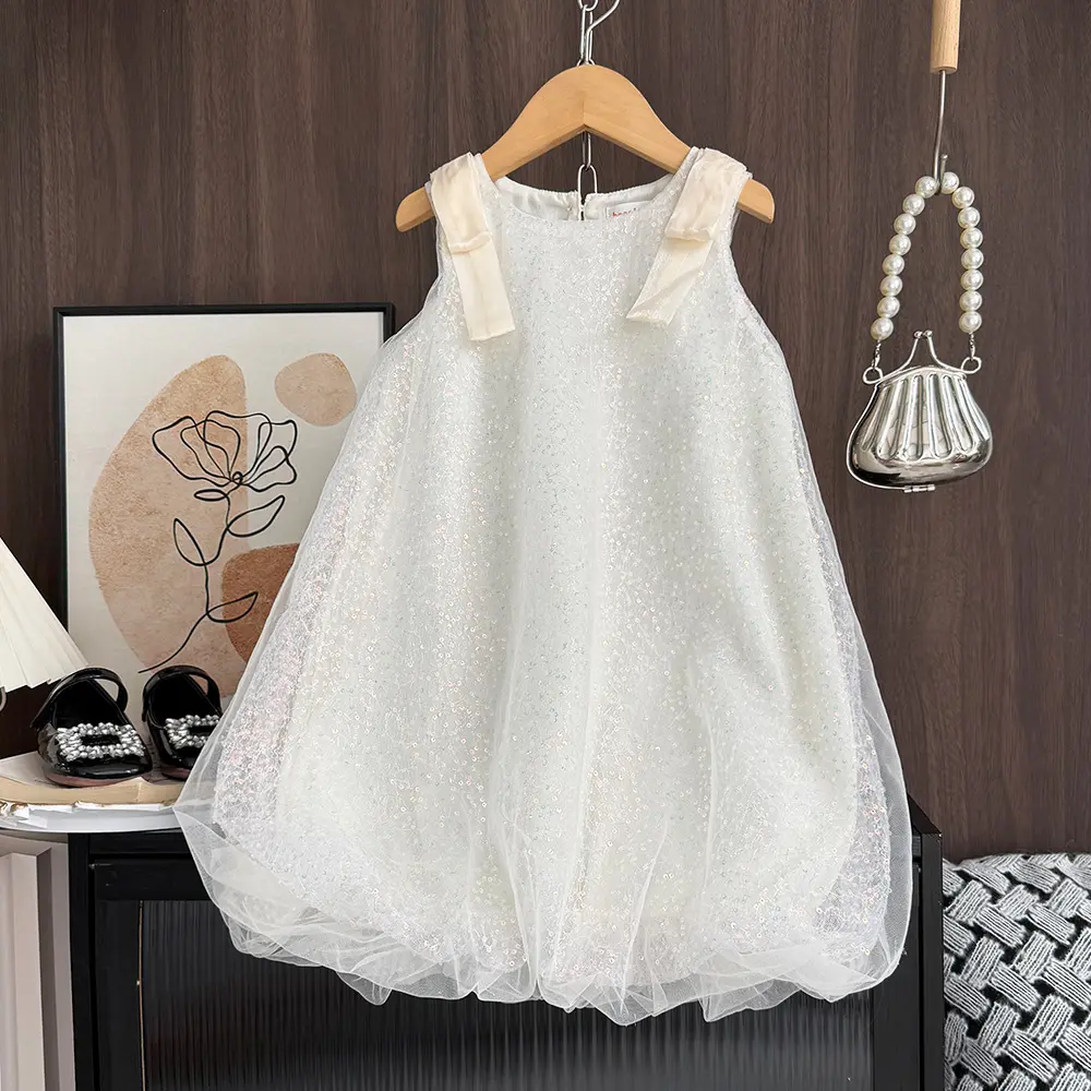 Summer New 2-7 Years Girls Cute Clothes Sleeveless O-Neck Sweet Princess Dress 1 Pc Children Fashion Party Wear