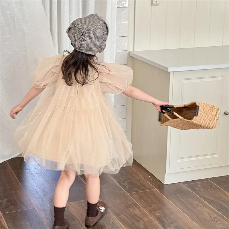 5486 Children Dress 2025 Summer New Korean Girl's Gauze Dress Princess Skirt 1-7Year Kid's Party Clothes