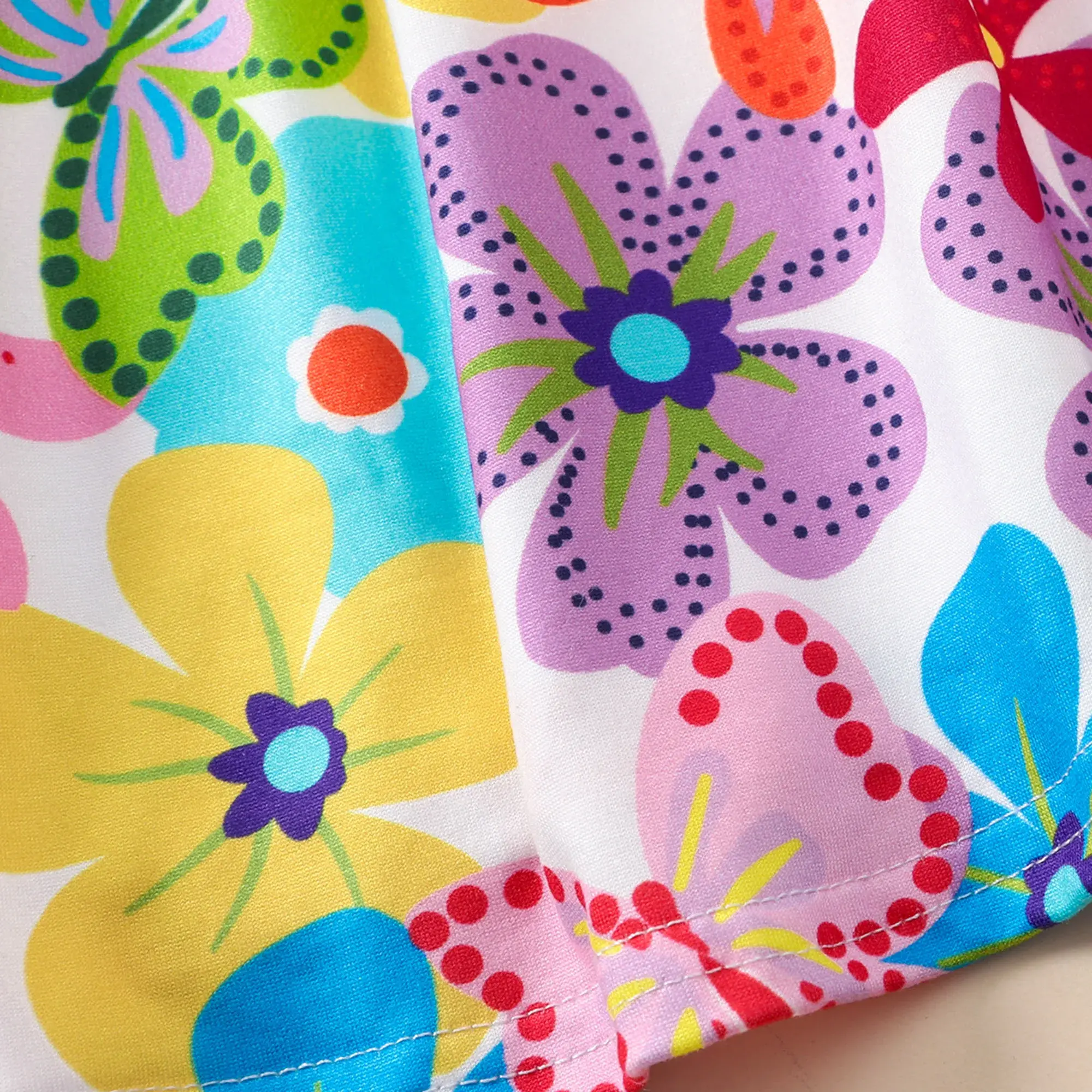 2024 Kids Girls Clothes Short Sleeve Summer Colorful Flower Ruffle Children Dress Fashion Casual Girls Dress Clothing for Kids