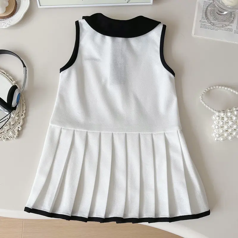 2025 Baby Girls Polo Pleated Summer Dress,Kids Sleeveless Casual Comfortable Dresses Children Vestidos Clothes
