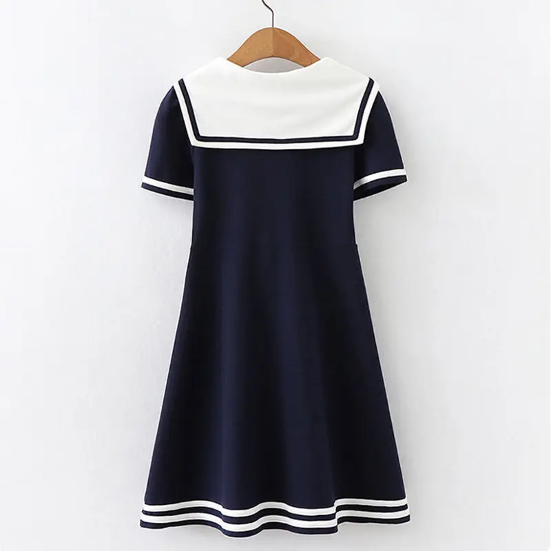 4 5 6 8 10 11 13 Years Girls Navy Dress Summer College Style Fashion Little Princess Dress Birthday Gifts Children's Clothing