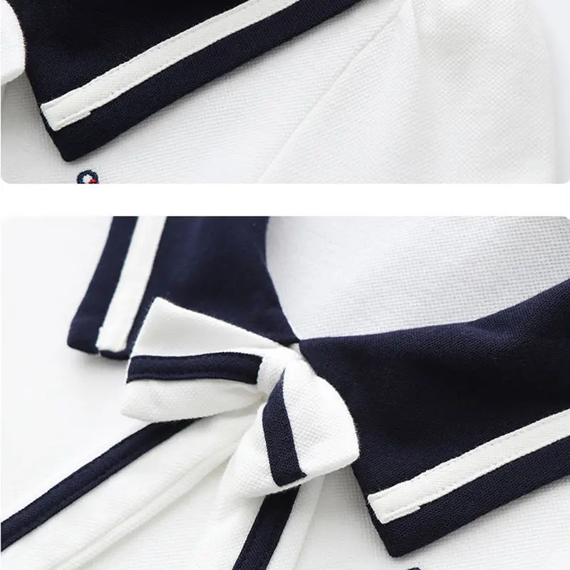 4 5 6 8 10 11 13 Years Girls Navy Dress Summer College Style Fashion Little Princess Dress Birthday Gifts Children's Clothing