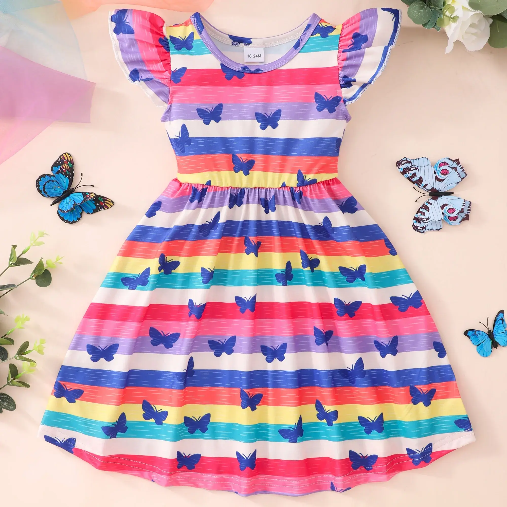 2024 Summer Dress Kids Girl Clothes White Dinosaur Short Sleeve Casua Fashion Birthday Baby Girl Dresses 2 3 4 5 6 7 8 Years Old